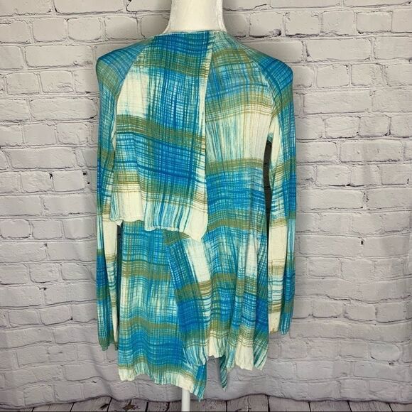 Anthropologie Sparrow Revolution asymmetrical draped plaid cardigan sweater - Picture 7 of 12